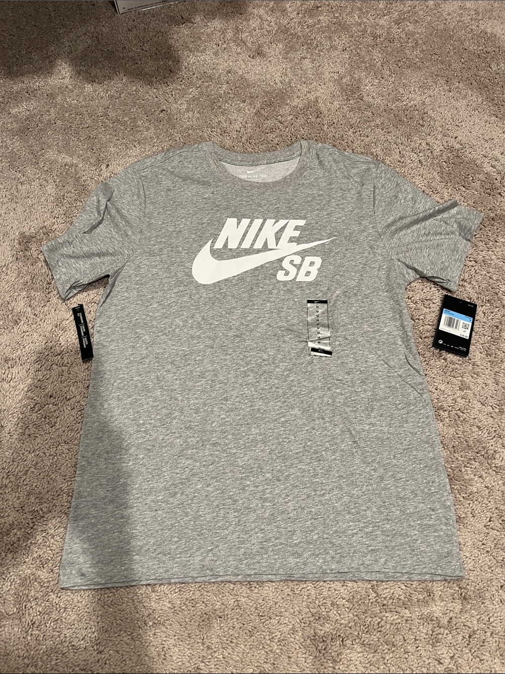 Nike Gray Heather Crew Neck T-Shirt with White SB Logo